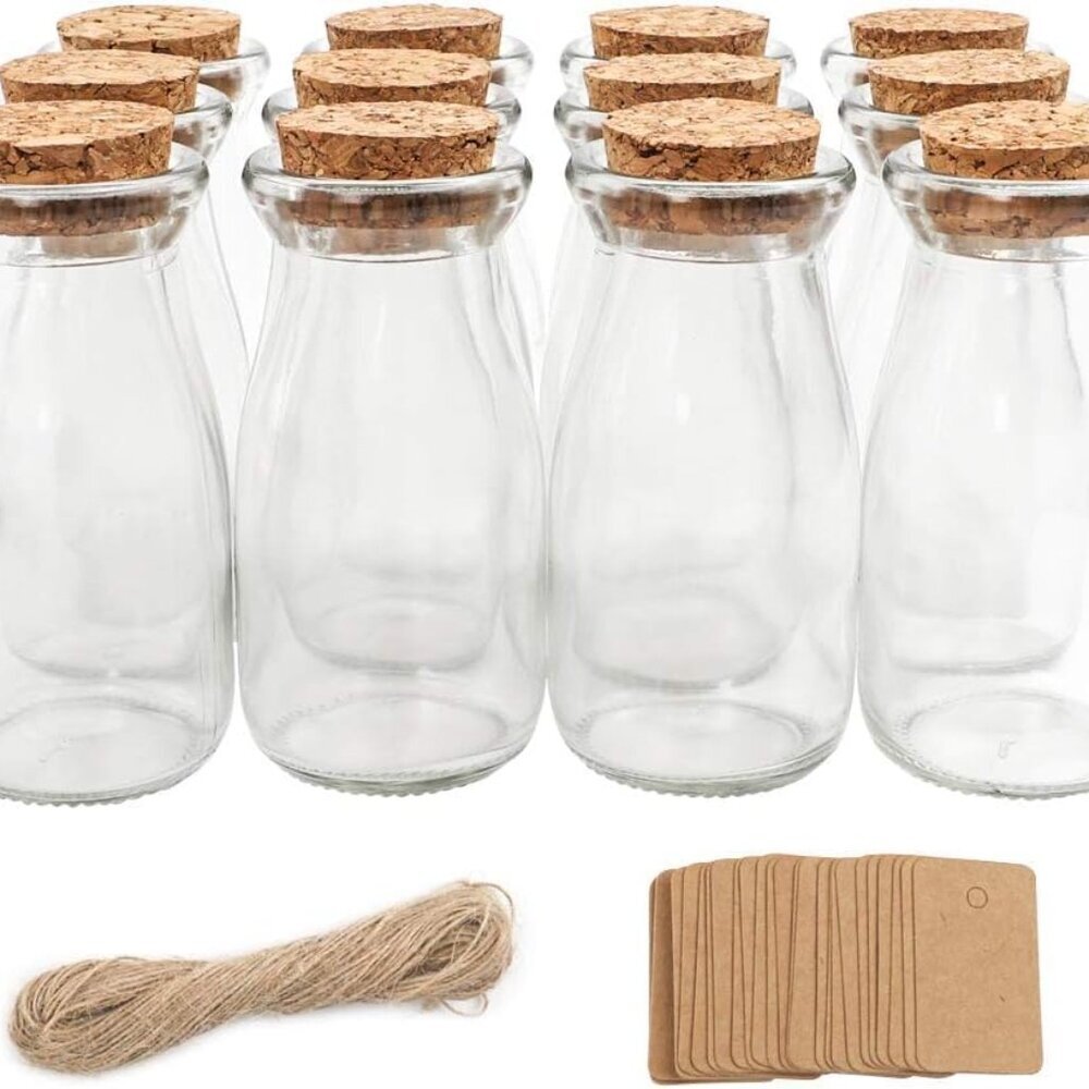 12pcs 3.4oz Small Glass Jars with Lids, 100ml Candy Jars Potion Bottles with Cor